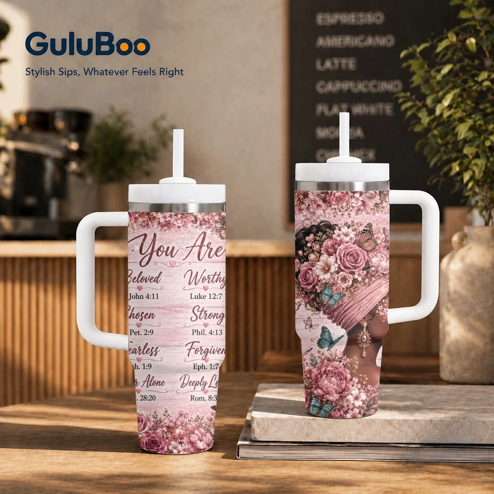 You Are Beautifully Created Vacuum Flasks 40oz Stainless Steel Insulated Tumbler With Handle & Straw Leakproof Travel Mug