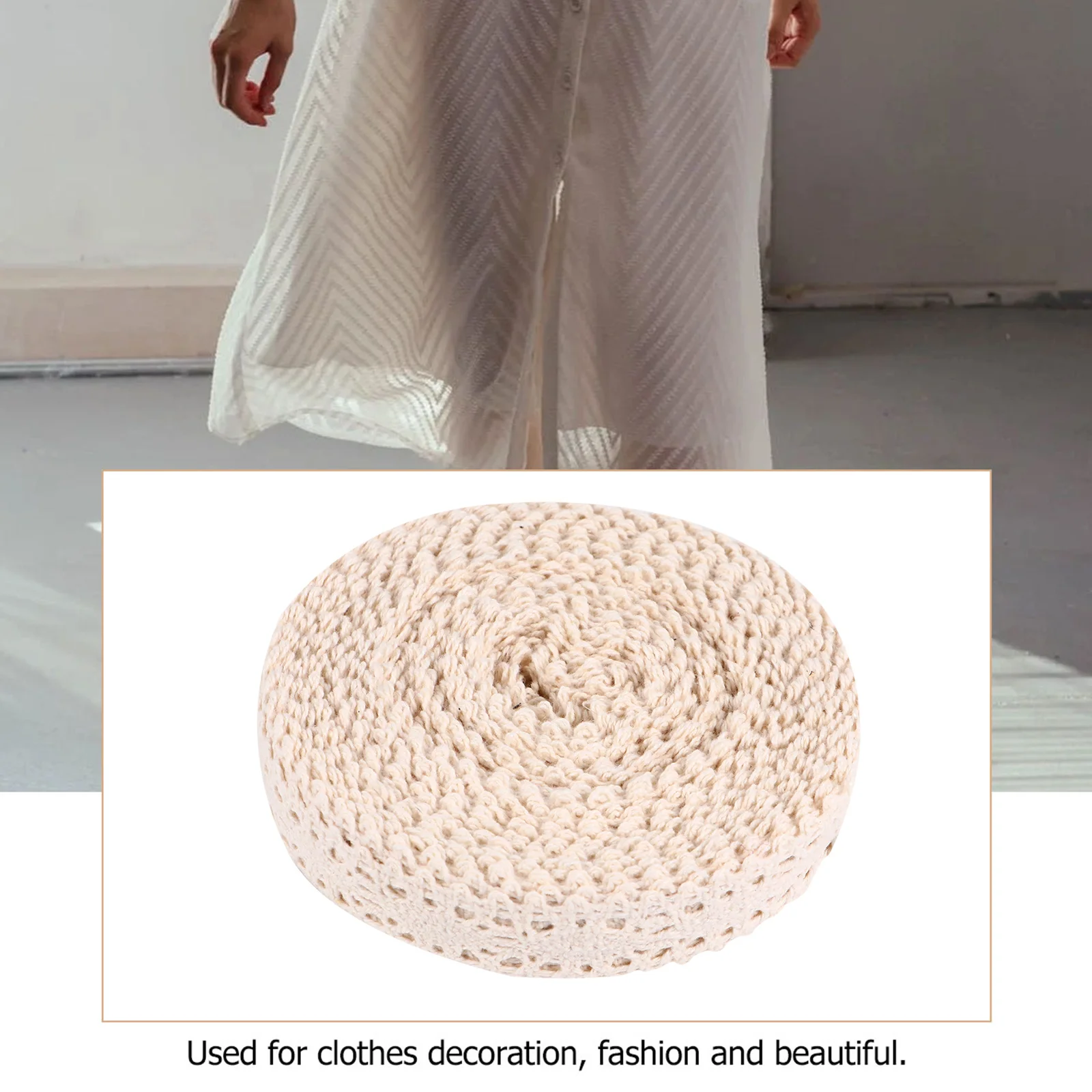 1 Roll Cotton Embroidery Lace Trim Exquisite Floral Pattern for DIY Craft Sewing Clothing Sofa Cushion Decoration