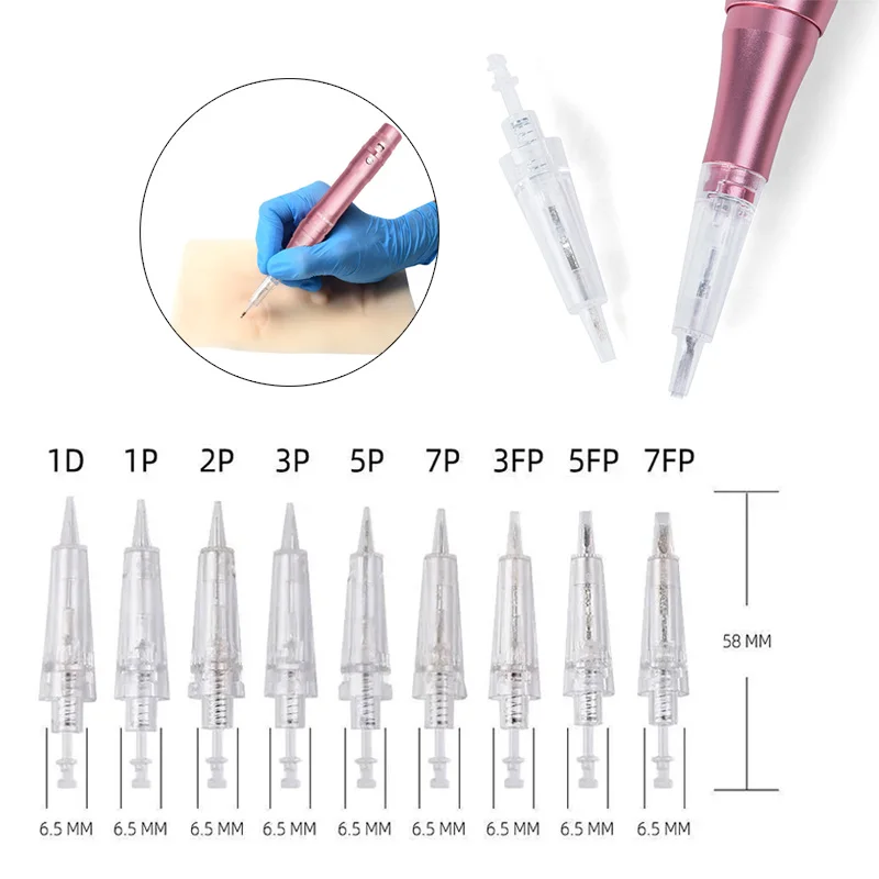 10pcs Disposable Micropigmentation Cartridge Needles for Permanent Makeup Lip Eyebrow Eyeline Tattoo Profession Beauty Supply