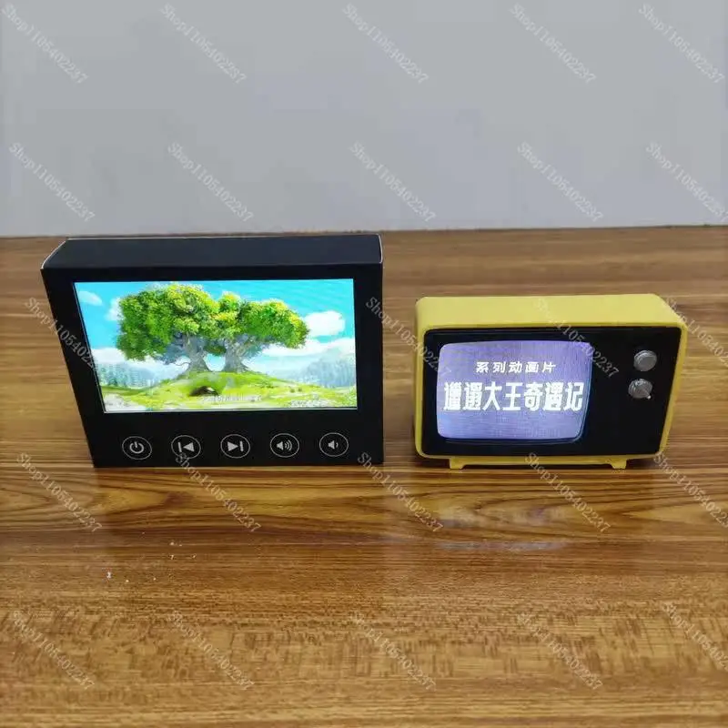 Upgraded Mini TV Player Support Headphone Jack USB Flash Drive Video Playback Portable Retro Mini Television Living Room Desktop