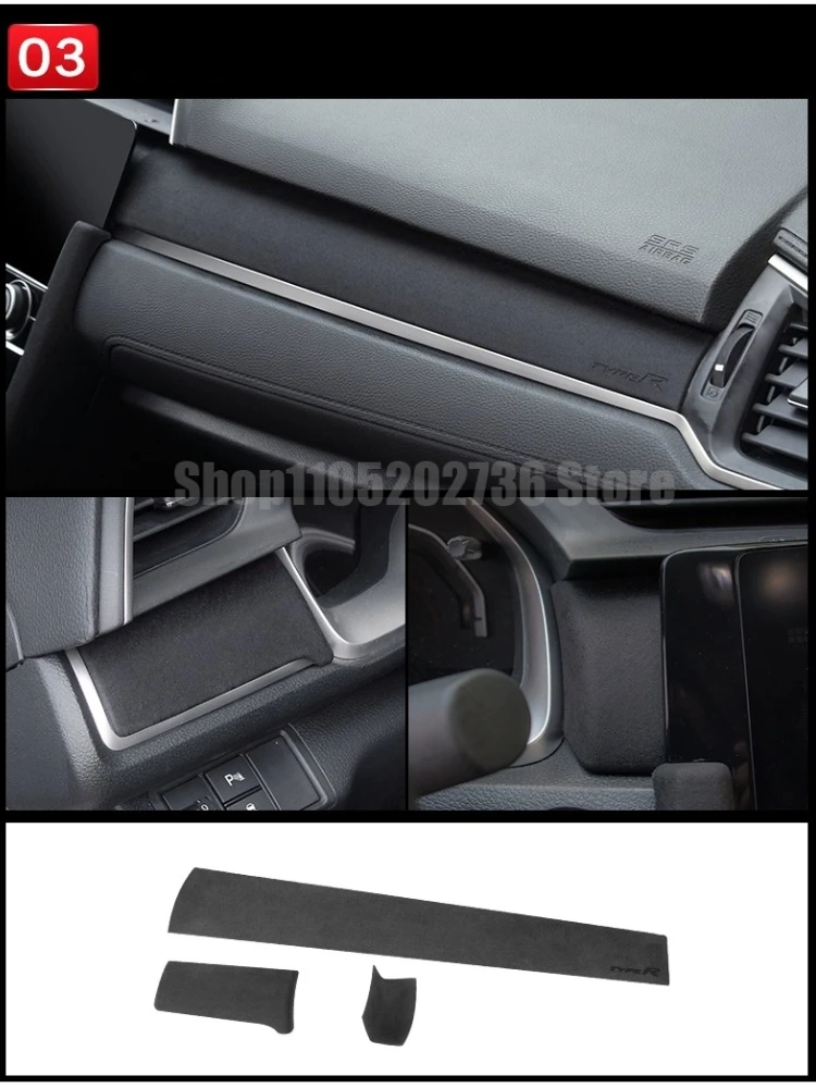Door Panel, Side Cup Panel Strip Fit for HONDA CIVIC 10th 2016 2017 2018 2019 2020 2021 TOP SUEDE Overlays Grey Interior view 6