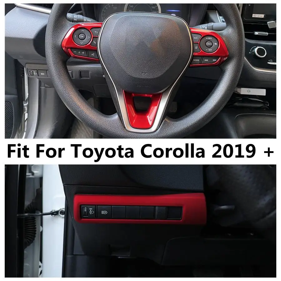 

Car Red Interior Accessories Steering Wheel Frame Head Lights Lamp Button Switch Panel Cover Trim For Toyota Corolla 2019 - 2024