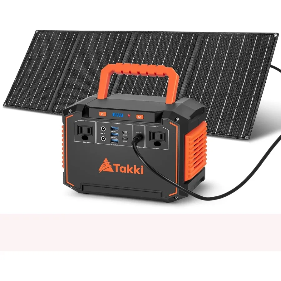 300W Portable Solar Generator 240Wh Portable Power Station with 40W Foldable Solar Panel Power Bank Featuring 110V AC Outlet an