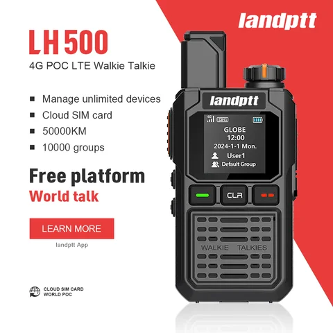 LandPTT 4G LTE 워키 토키 라디오 장거리 500km 무료 플랫폼 대형 배터리 국제 POC PTT 통신 양방향