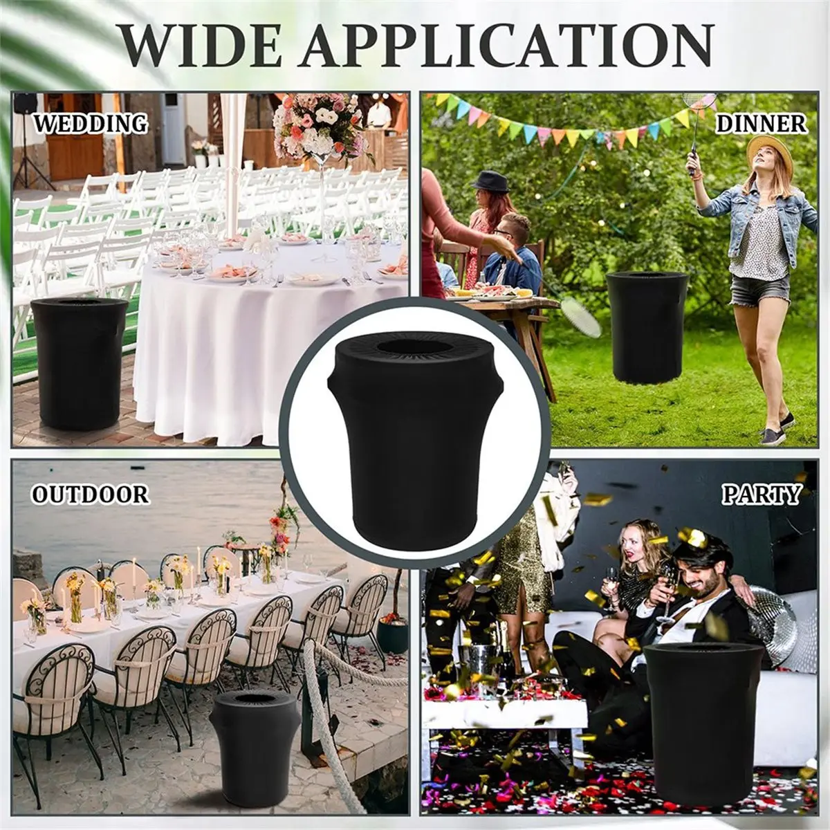 10-Pack of Elastic Trash Can Sleeves, Suitable for Indoor and Outdoor Round Trash Cans, Trash Cans Not Included