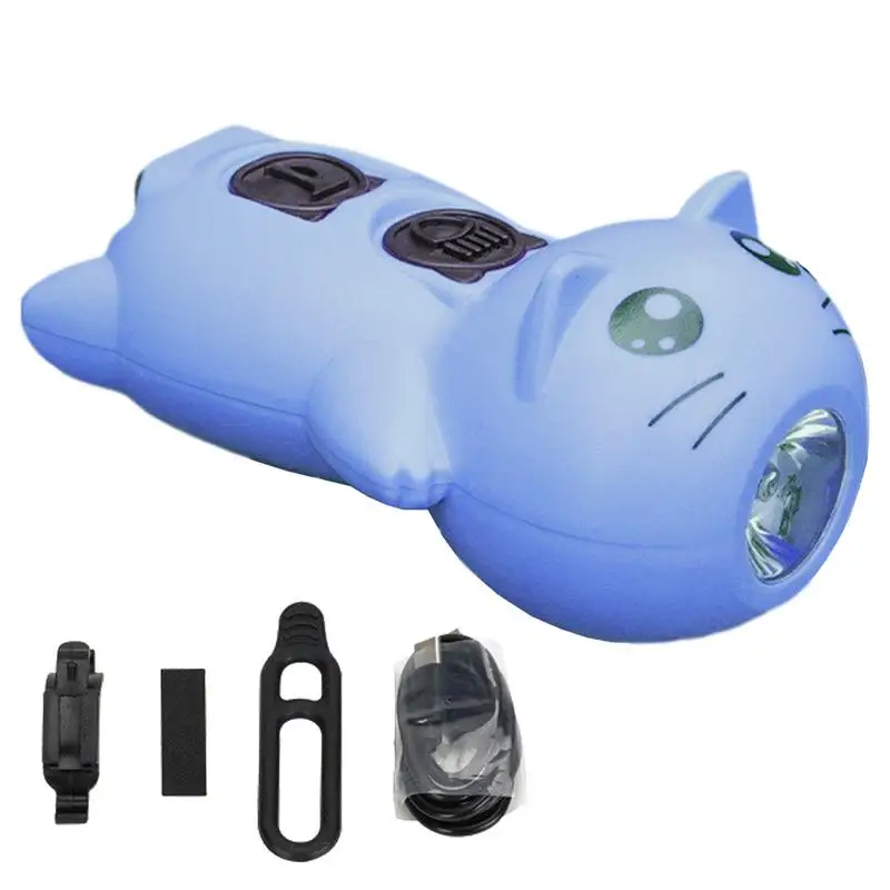 

Cycle Torch Lights Cat Riding Headlight Rechargeable Cycling Night Light Waterproof Cycling Flashlight With Horn Cute For Kids