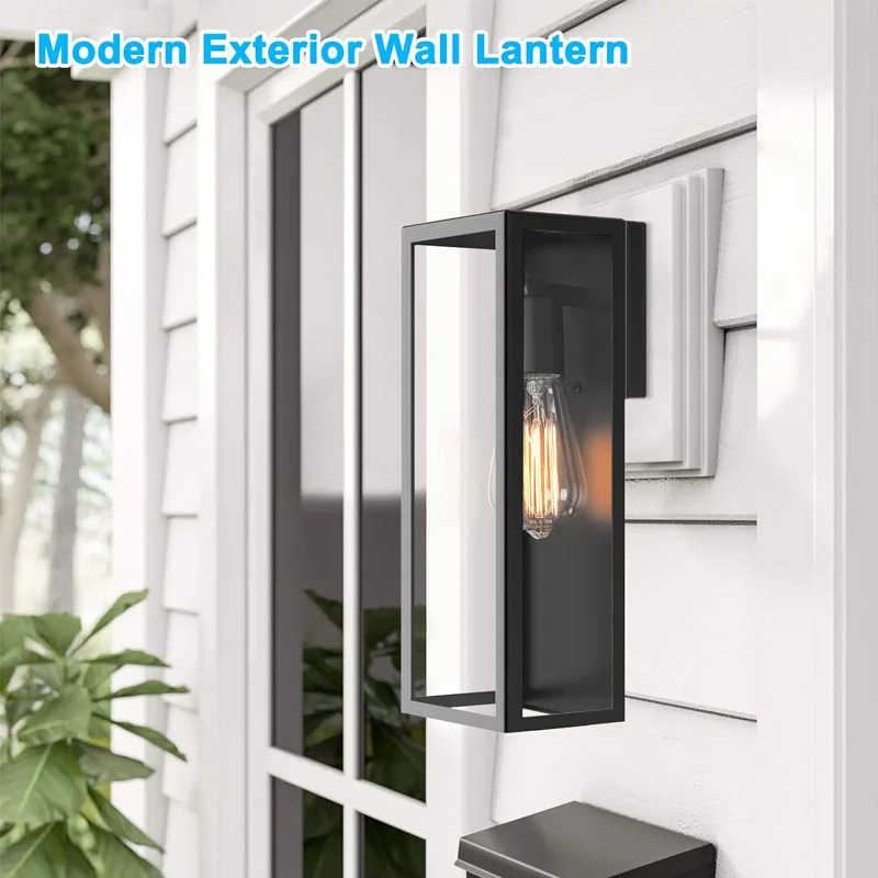 Outdoor Wall Lamp With Glass Curtains, External Waterproof Porch Wall Mounted For Terrace Garage Entrance