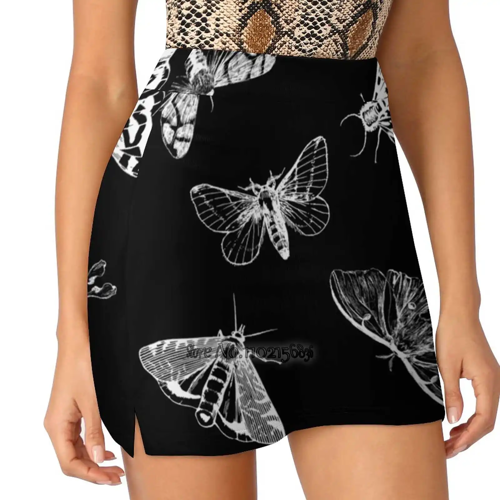 

Moth Pattern Women'S Summer Fake Two Piece Skirts Casual Sports Beach Skirt Girl Skorts National Moth Week Moth Mothing