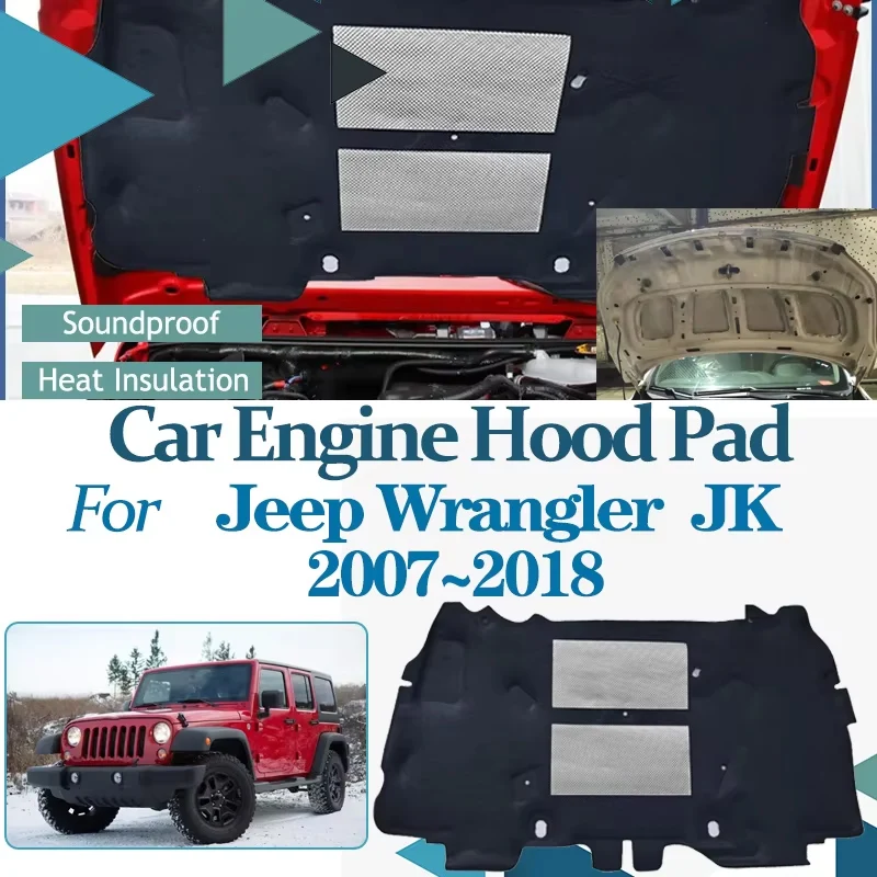 

Car Engine Hood Sound Mats for Jeep Wrangler KF 2007-2018 J8 Auto Front Heat Insulation Cotton Car Fireproof Covers Accessories