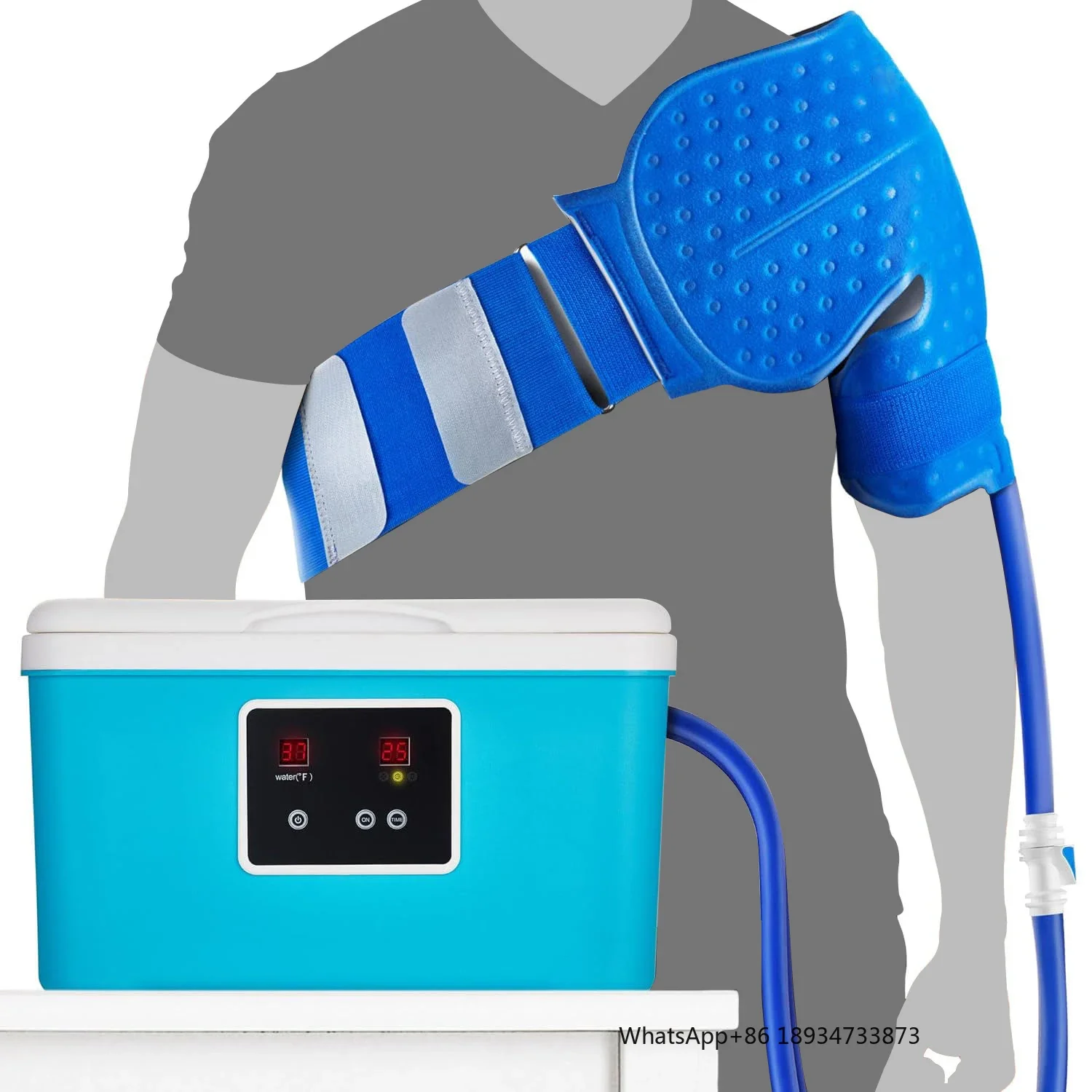 Ice Therapy Machine with Digital Timer and Ajustable Flow Speed Cold Therapy Unit System with Shoulder Ice Pack for Pain Relief