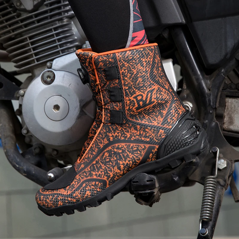 

Motorcycle protective riding boots four season men fashionable high top anti slip breathable off-road equipment cycling boots
