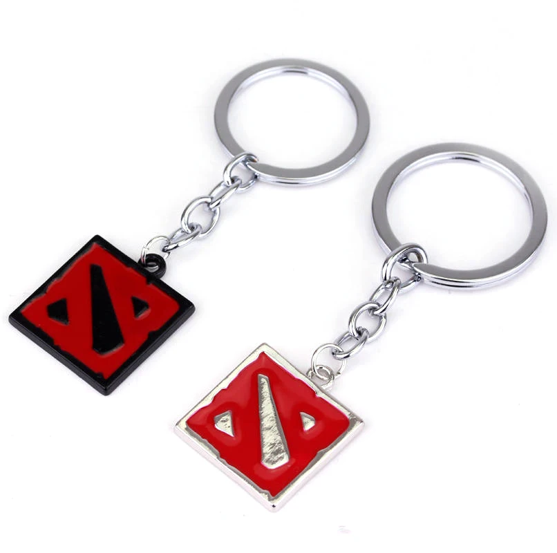 Dota 2 Keychain Hot Game Dota 2 Symbol Classic Logo Square Shape Pendant Backpack Keyring Gamer Friend Jewelry Gift