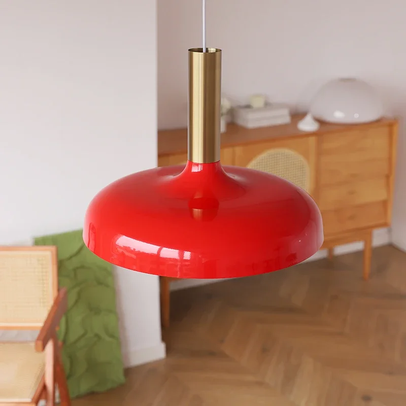 Traditional Disc Bright Red  E27 Pendant Light Suitable For Modern Decor Living Rooms Restaurant Study Rooms Lighting Fixtures