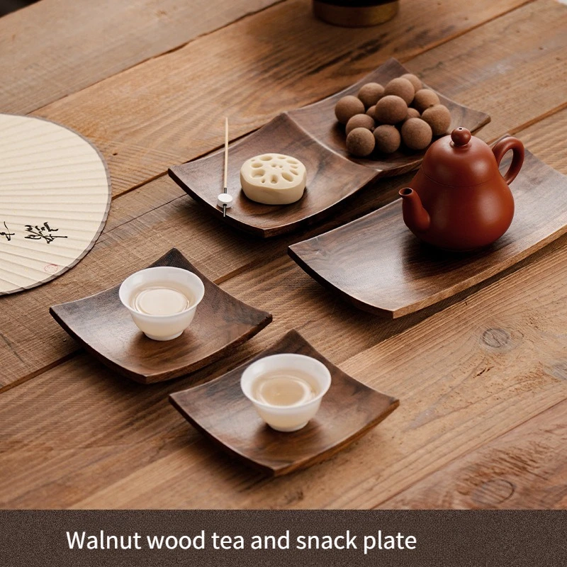 

Тарелка для закусок и поднос для чая из орехового дерева — подставка для орехов/десерта в китайском стиле, подставка и органайзер для домашнего чайного сервиза