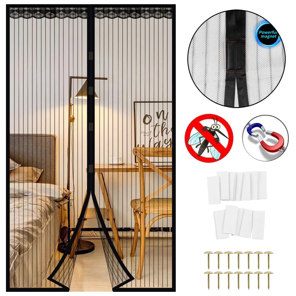 Magnetic Screen Curtains Door Mosquito Net Automatic Closing Side Door Invisible Net for Summer Living Room Kitchen Indoor