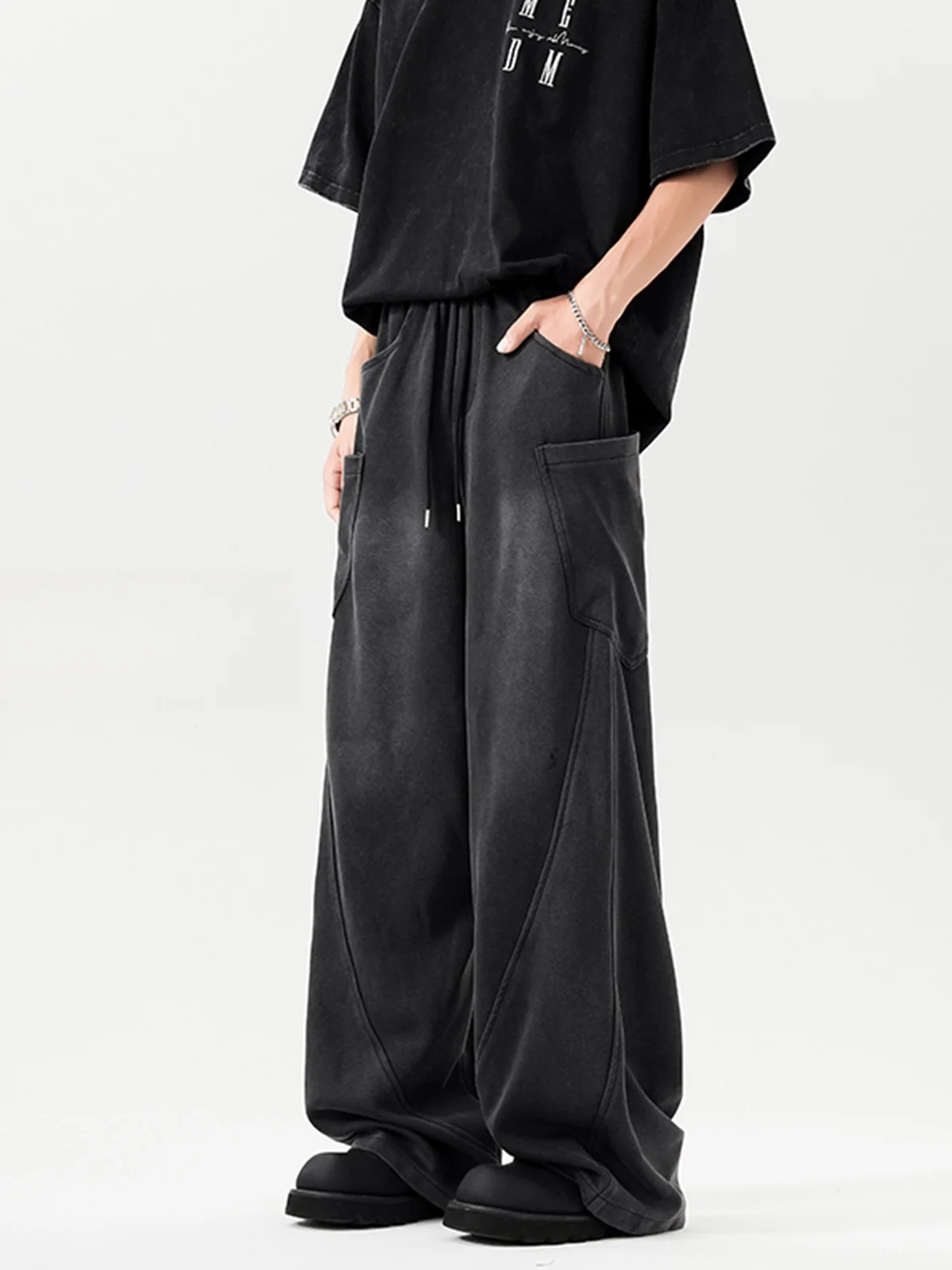 

Мужские повседневные брюки American Waed в винтажном стиле, осенне-зимние, модные, брендовые, деконструированные, с пэчворком, широкие штанины, уличный стиль