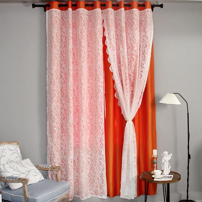 

Elegant Rose Floral Lace Curtains, Sheer Curtain, Double Layers, Room Darkening, Window Drapes, Home Decor, 221882HCR