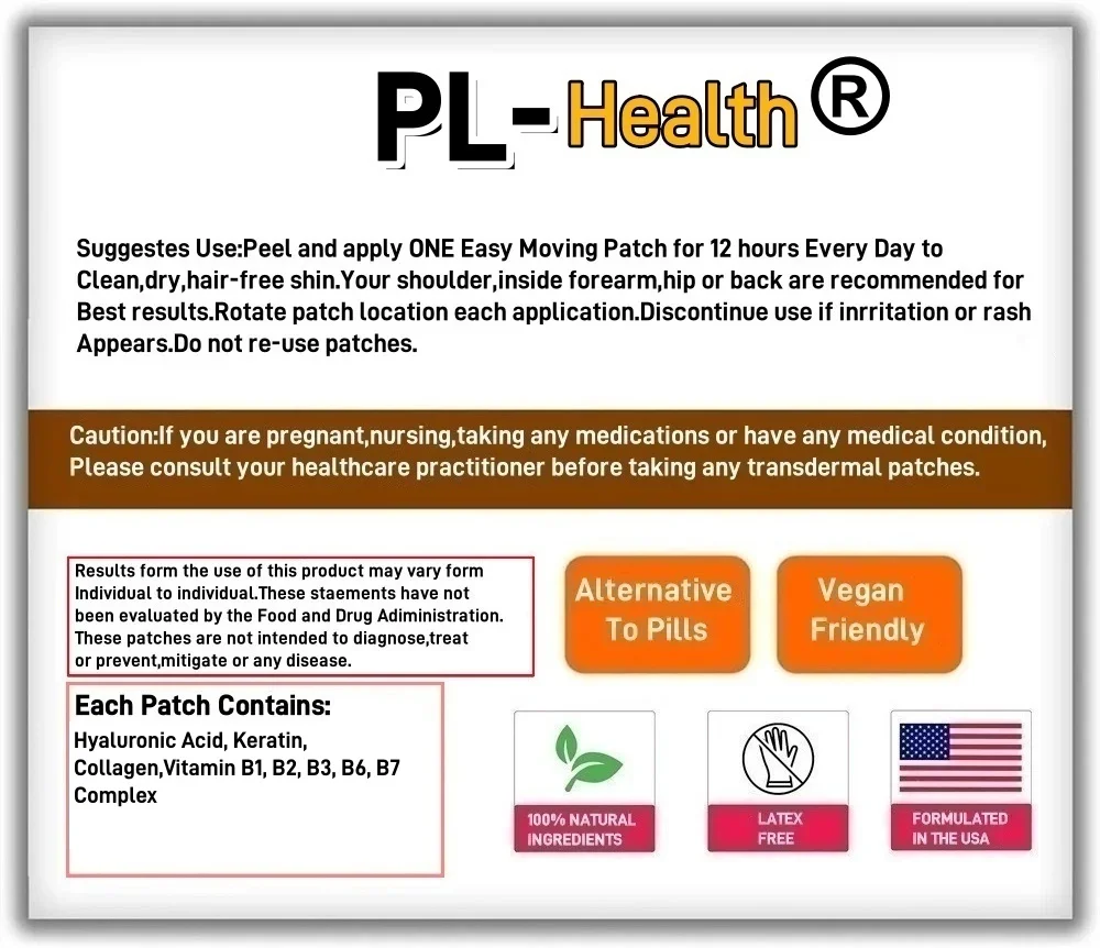 30 Patches Biotin Transdermal Patches with Hyaluronic Acid,Keratin Hair Growth Vitamins for Women and Men,Healthy Nails and Skin