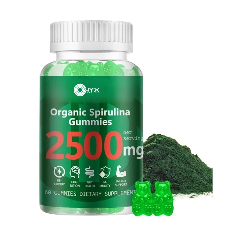 Gomitas de espirulina, espirulina orgánica de 2500 mg que mejoran la energía diaria: que contiene algas marinas, clorofila, sin OGM, sin gluten