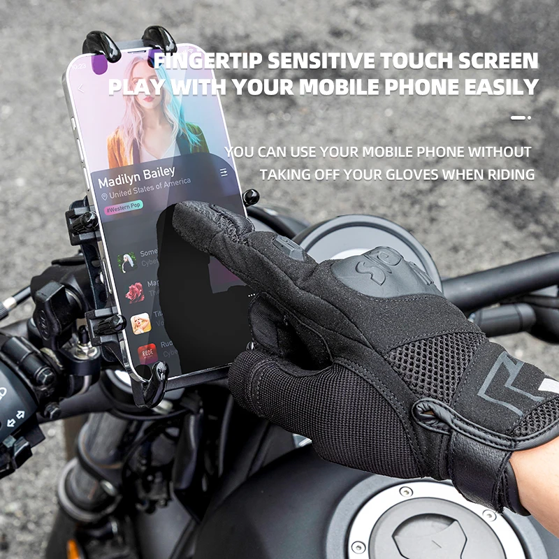 ROCKBROS Bicycle Glove Breathable Motorcycle Gloves Shockproof Bike Gloves Motorcycle Touch Screen Gloves Cycling Accessories