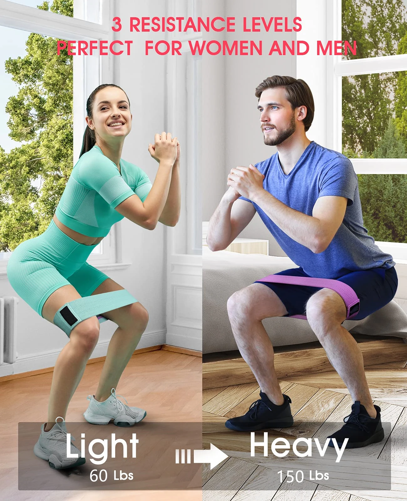 Resistance Bands for Legs and Butt Fabric Exercise Loop Ring Yoga Pilates Fitness and Home Gym Workout Strength Bands for Booty image 2