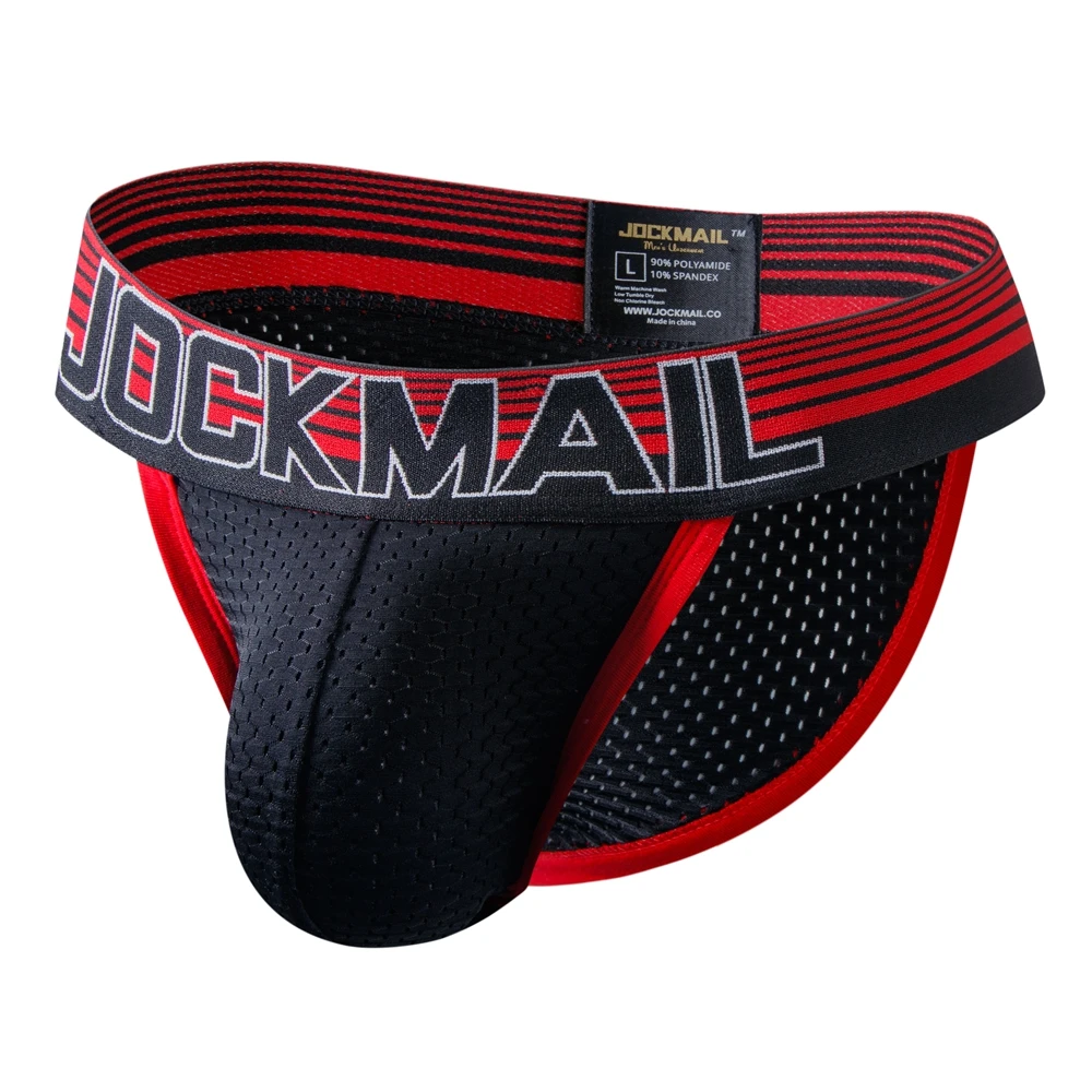 JOCKMAIL Sexy Men Underwear Jockstraps mesh man Jocks Bikini G-strings Men thong cuecas Male panties Briefs Gay underwear Penis