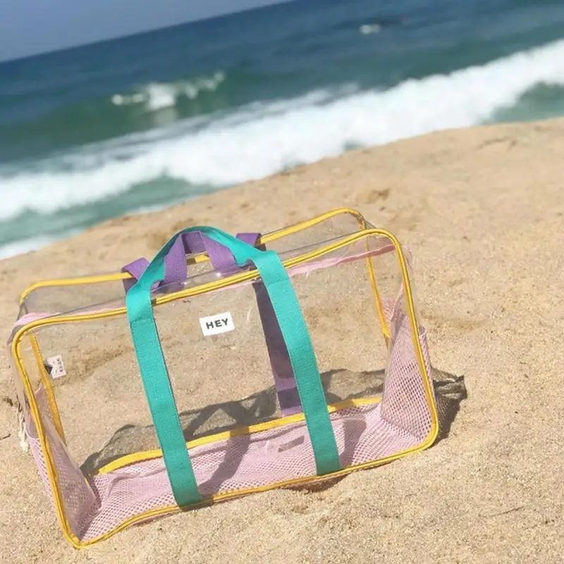Pvc transparente piscina bolsas femininas verão grande capacidade sacos de ombro plástico praia tote à prova dwaterproof água bolsa feminina com