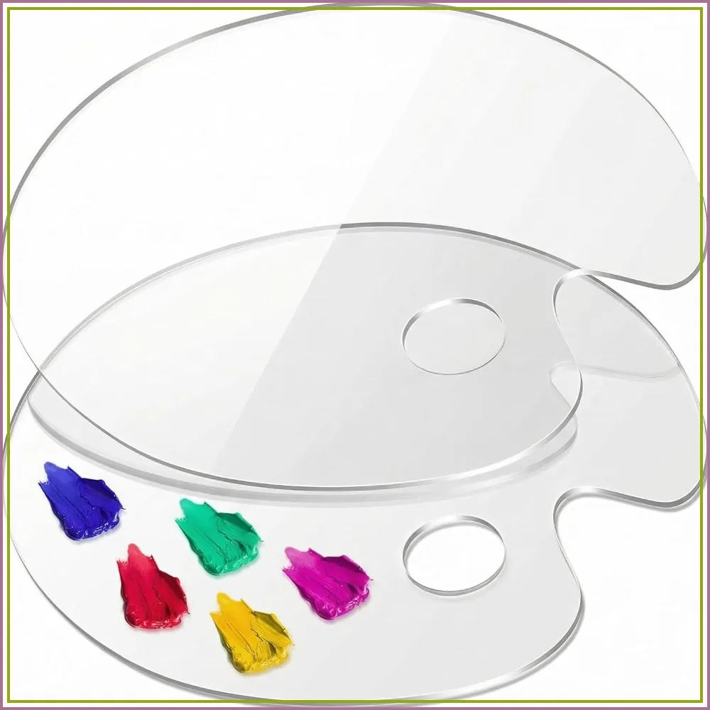 Large Oval Acrylic Paint Palette 2-Pack, 15.7x11.8 Inch Non-Stick Tray for Mixing Colors