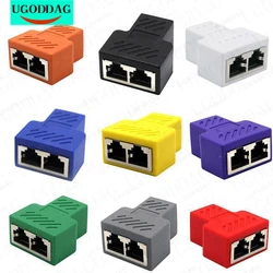 1 to 1 2 Way Dual Female Ports LAN Ethernet Network Cable Splitter Adapter RJ45 Female Splitter Socket Connector Adapter For PC