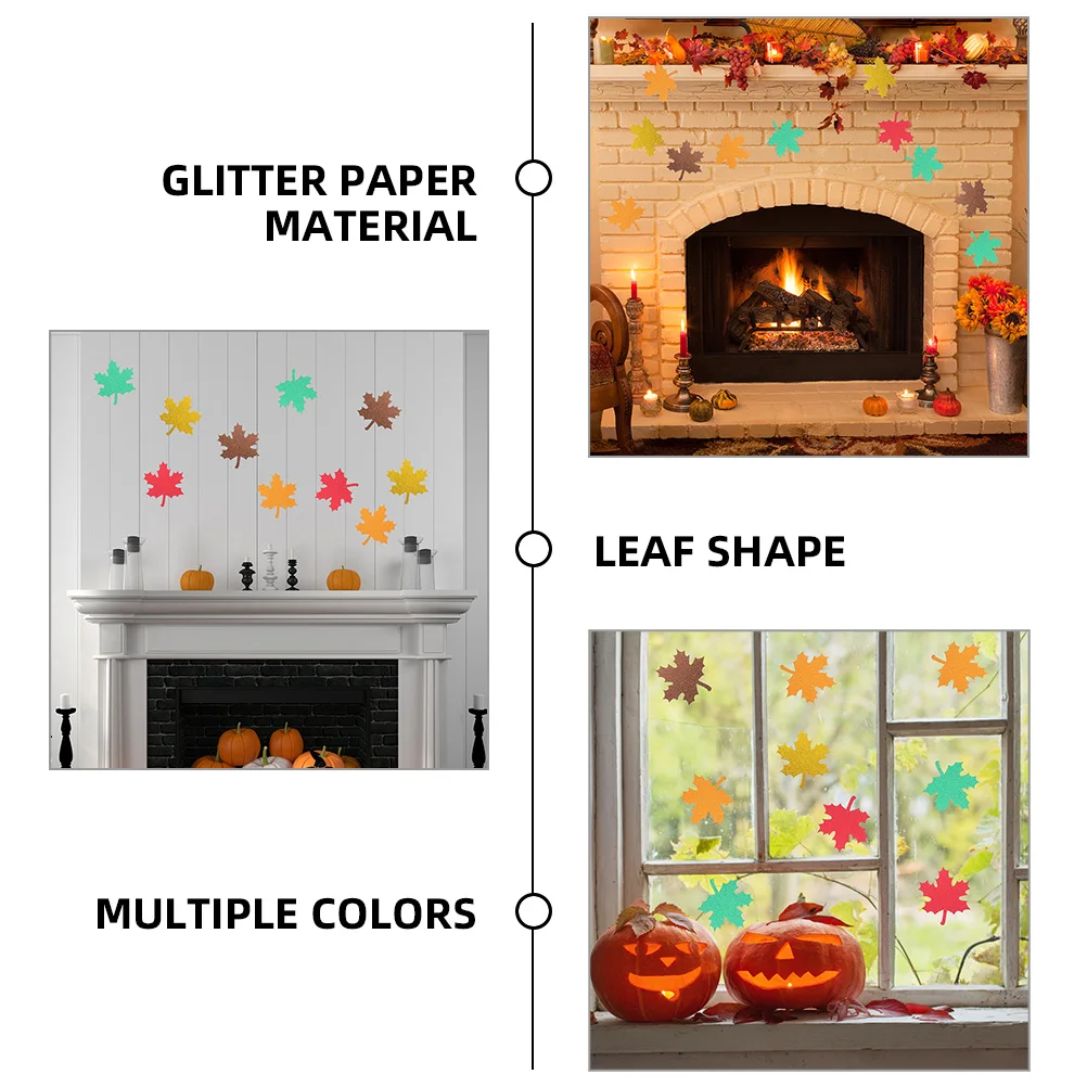 

30 Pcs Maple Leaf Decoration Thanksgiving Party Decorations Fake Fall Leaves Artificial Seasonal Bulletin Board Glitter Paper