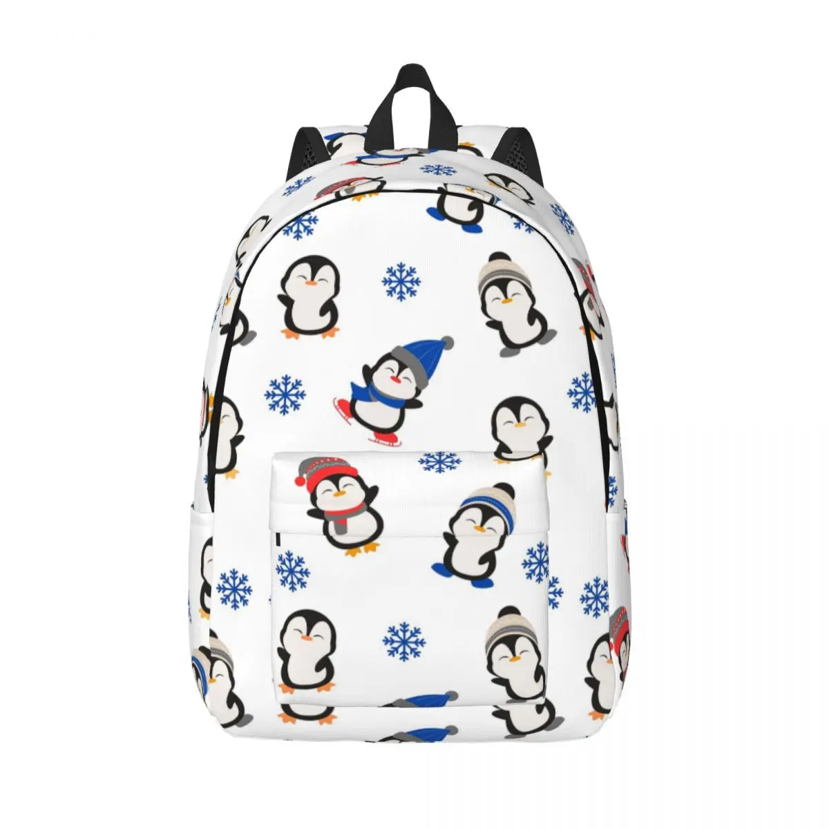 

Cute Playful Penguins Snow Winter Snow Flakes Student Backpack School Bag Hiking Travel DaypackMen Women Bookbag Shoulder Bags