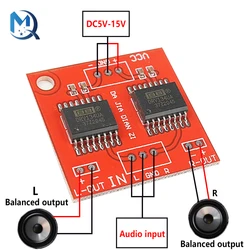 Dual Channel DRV134 Unbalanced To Balance Board Use For Balanced Input Power Amplifier Board For Dual Power Supply