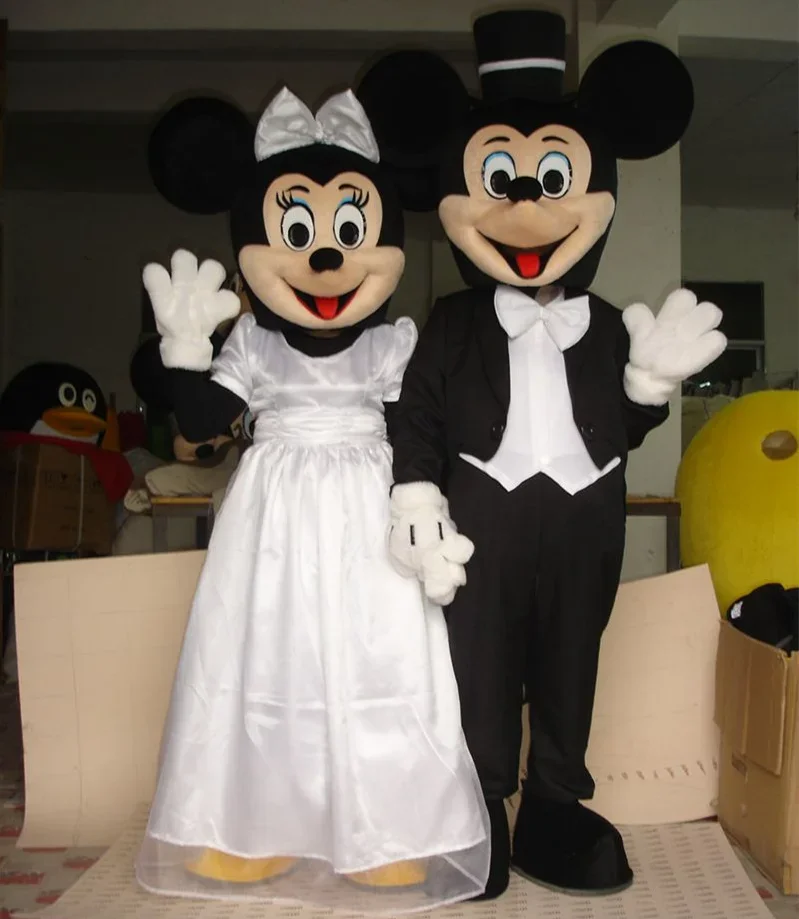 Cosplay abito da sposa Mouse Boy Mickey and Mouse Girl Minnie costume mascotte pubblicità Party Animal carnival cerimonia puntelli