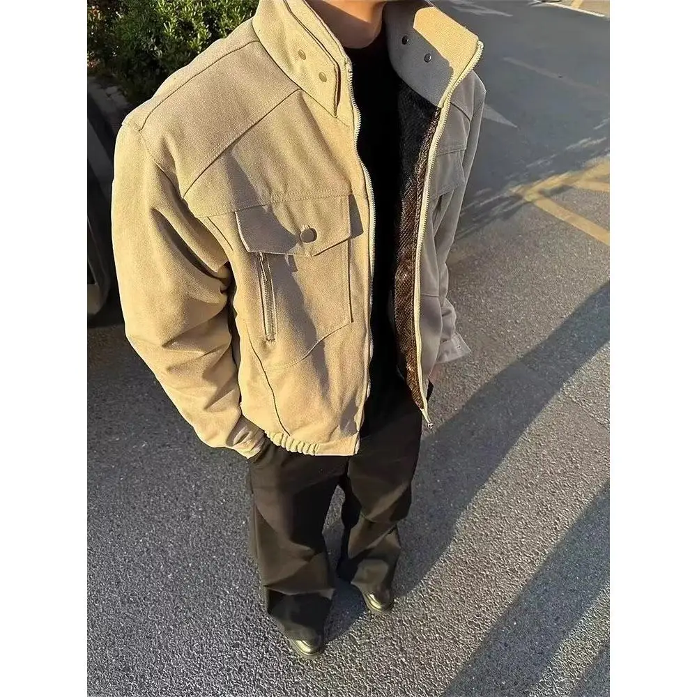 

American Retro Canvas Harlington Jaet Men's Spring Autumn ort CleanFit Snake Year Mountain Python Pattern Workwear Coat