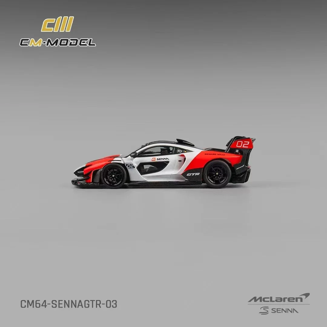 CM en Stock 1:64 Mclaren Senna GTR blanc rouge moulé sous pression Diorama modèle de voiture Collection jouets