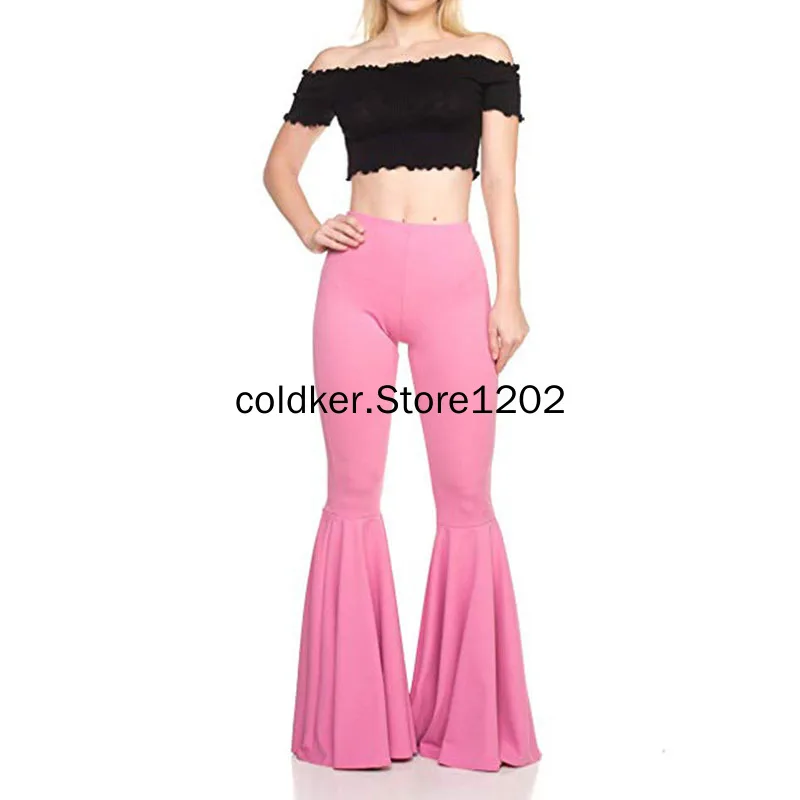 2023 Women\'s Fashion Bell-Bottoms Solid Color Trousers Mermaid High Waist Casual Fashion Pleated Flare Pants Daily Trendy S-XXXL