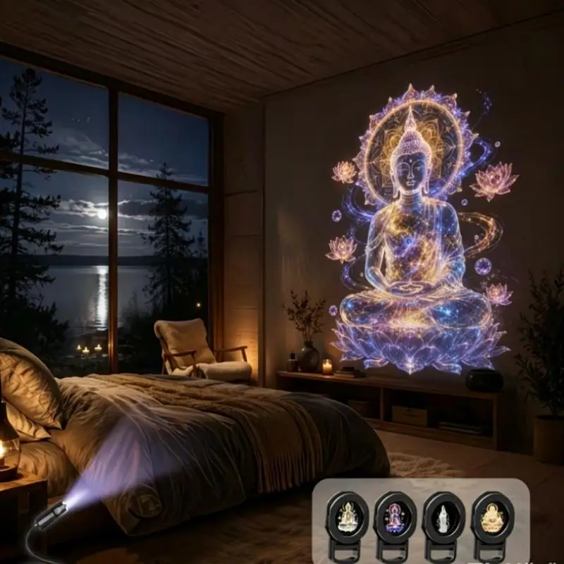 New USB Religious Figures Projector Lamp With 8 Patterns Night Light For Home Atmosphere Lighting Decor