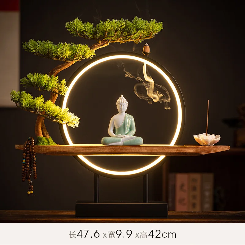 Large Sakyamuni Buddha Statue with LED Ring Light 2