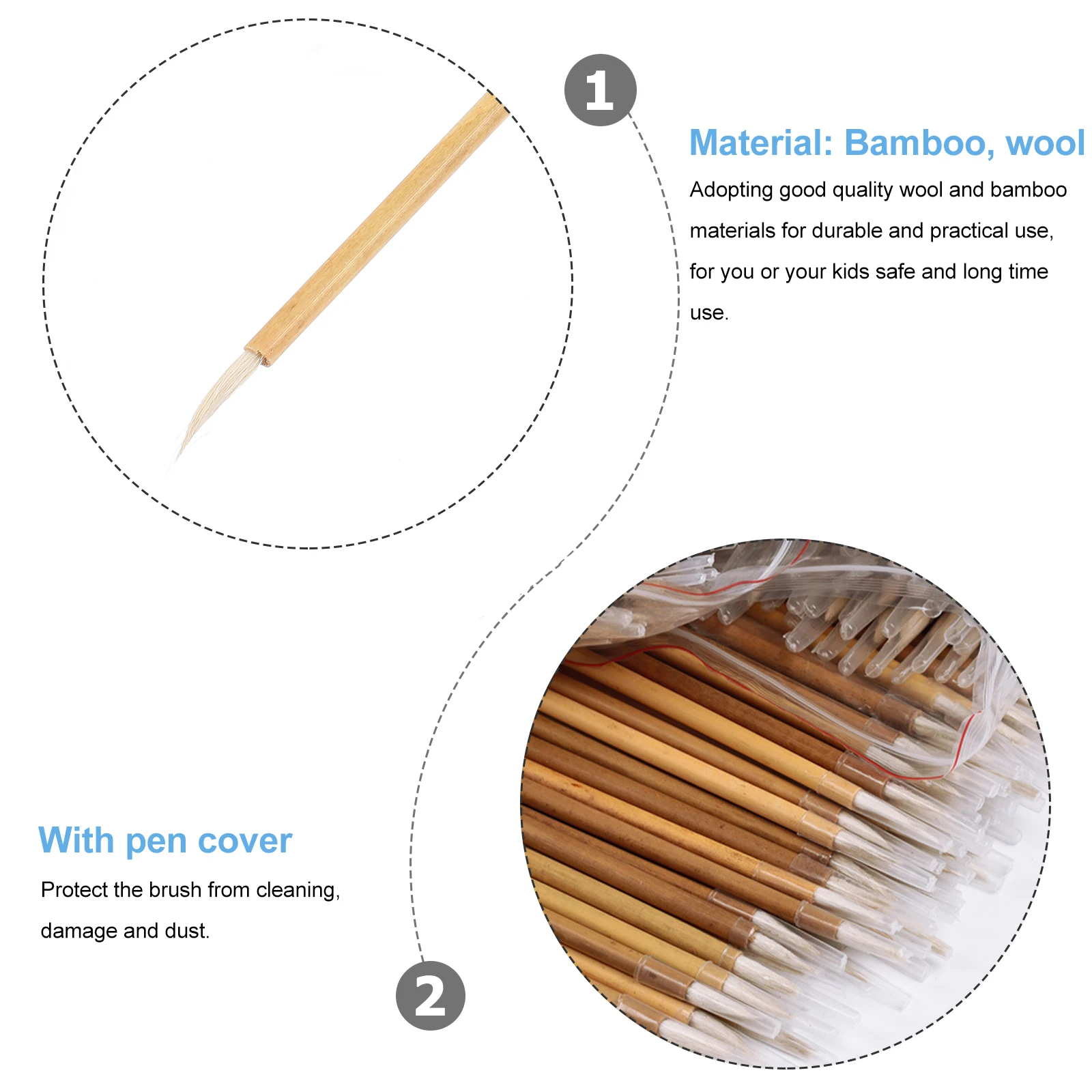 

100 Pcs Industrial Writing Brush High Density Durable Practical Home Decor Marking Paint Pen Wool Tracing Gluing