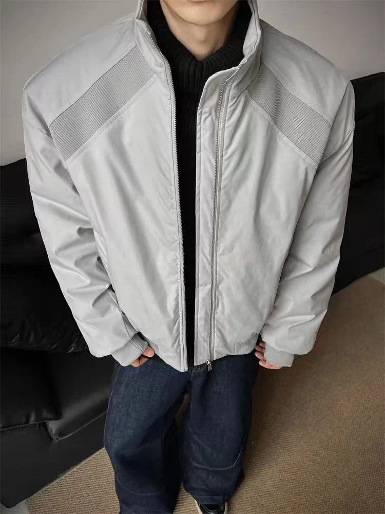 

Зимняя теплая парка для мужчин Y2K, модная толстая свободная трендовая куртка с воротником-стойкой, американская уличная одежда в стиле хип-хоп, укороченная верхняя одежда, новинка