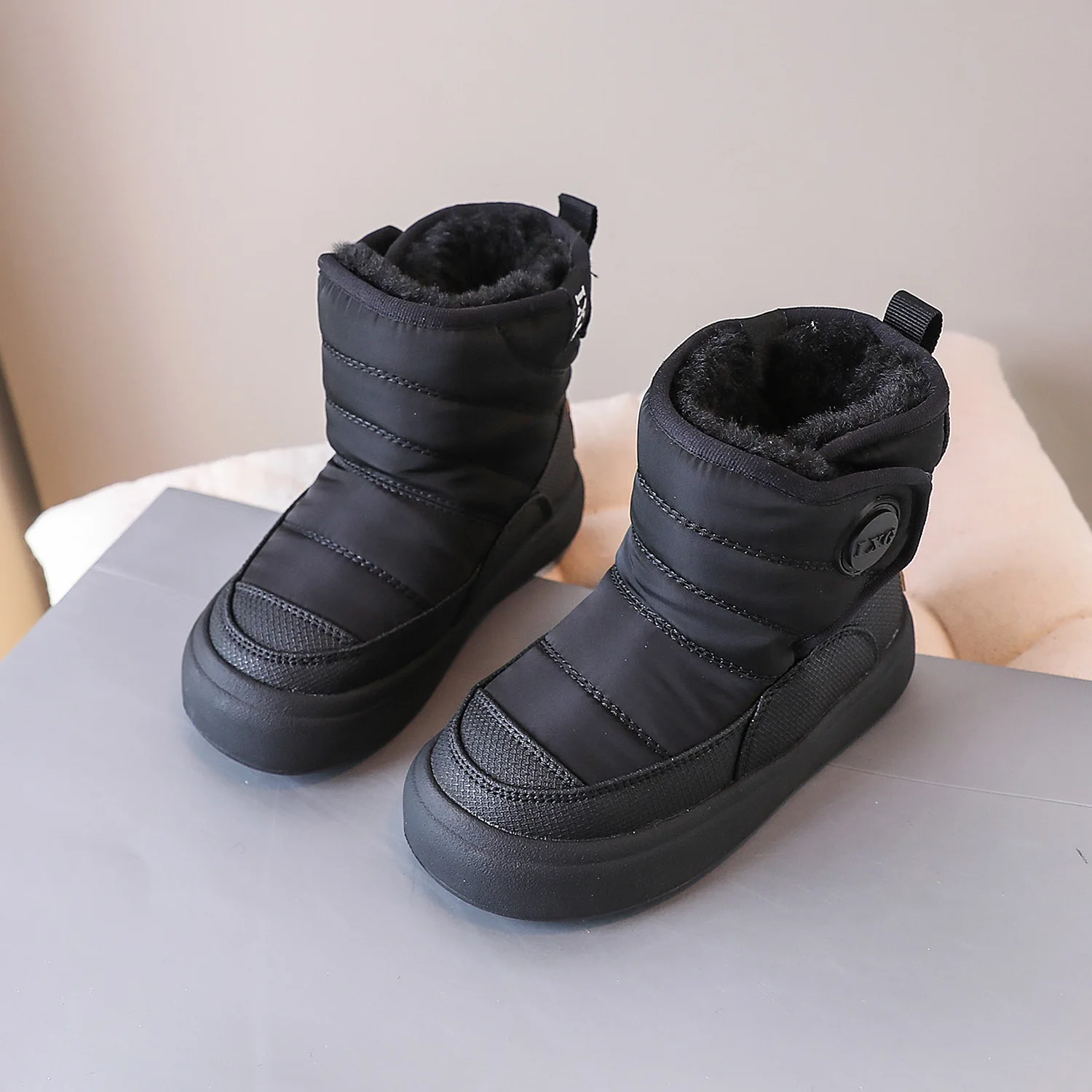 Boys Snow Boots 2023 Winter Toddler Girls Fashion Brand Chelsea Middle Calf Shoes Kids Children Warm Fur Waterproof Platform