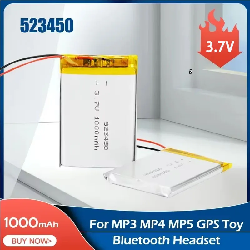 3,7 V 1000 mAh 523450   Batteria ricaricabile ai polimeri di litio Batteria agli ioni di litio per smartphone DVD MP3 MP4 Lampada a led Altoparlante Bluetooth