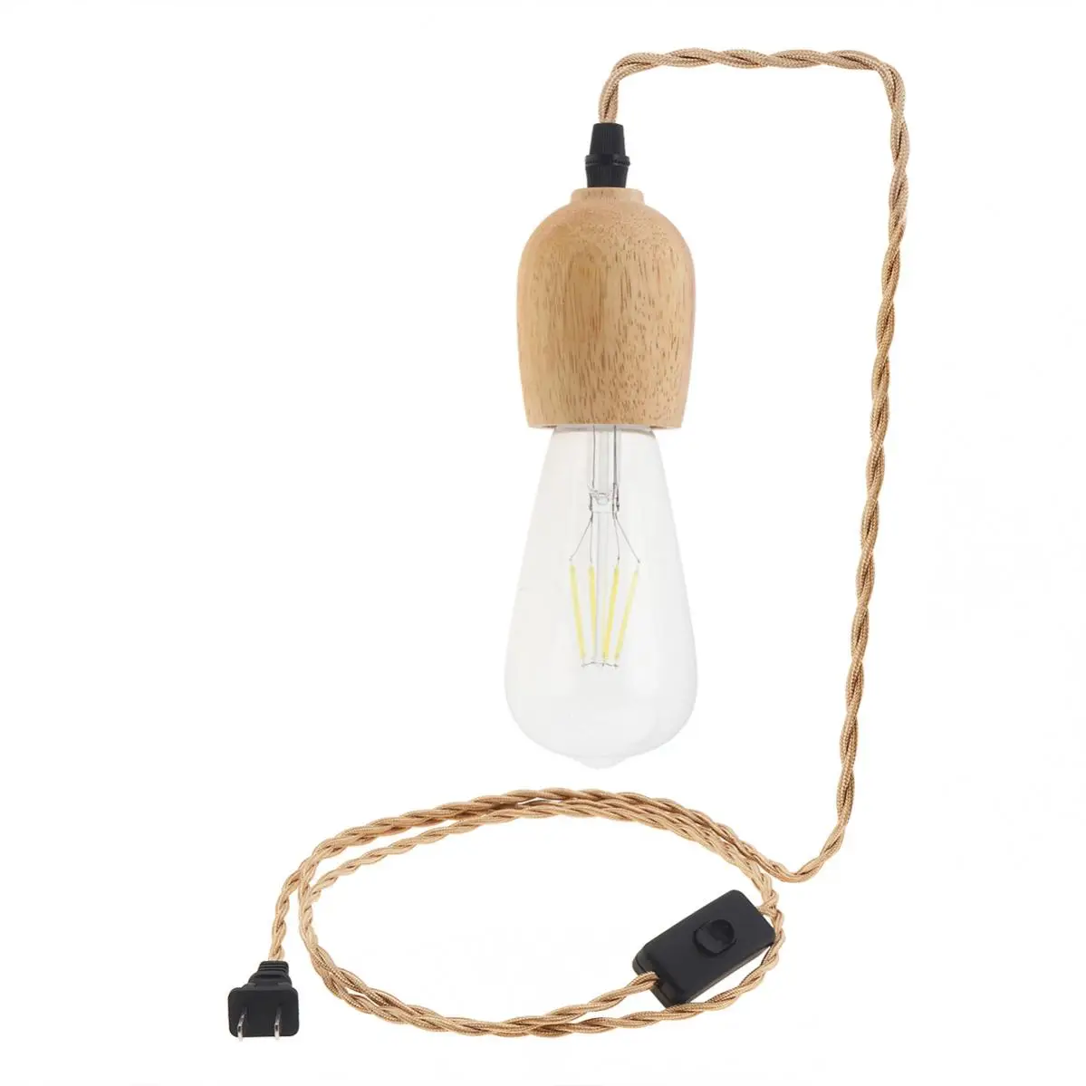 E26/E27 Wood Pendant Light Kit Covered Ceramic Light Socket with Switch Wire for Home Kitchen Creative Retro Decoration Pendant