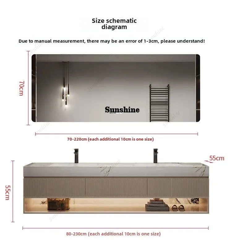Mirror Cabinet French Light Luxury Rock Slab Seamless Double Basin Bathroom Cabinet Combination Washstand Solid Wood Washbasin C
