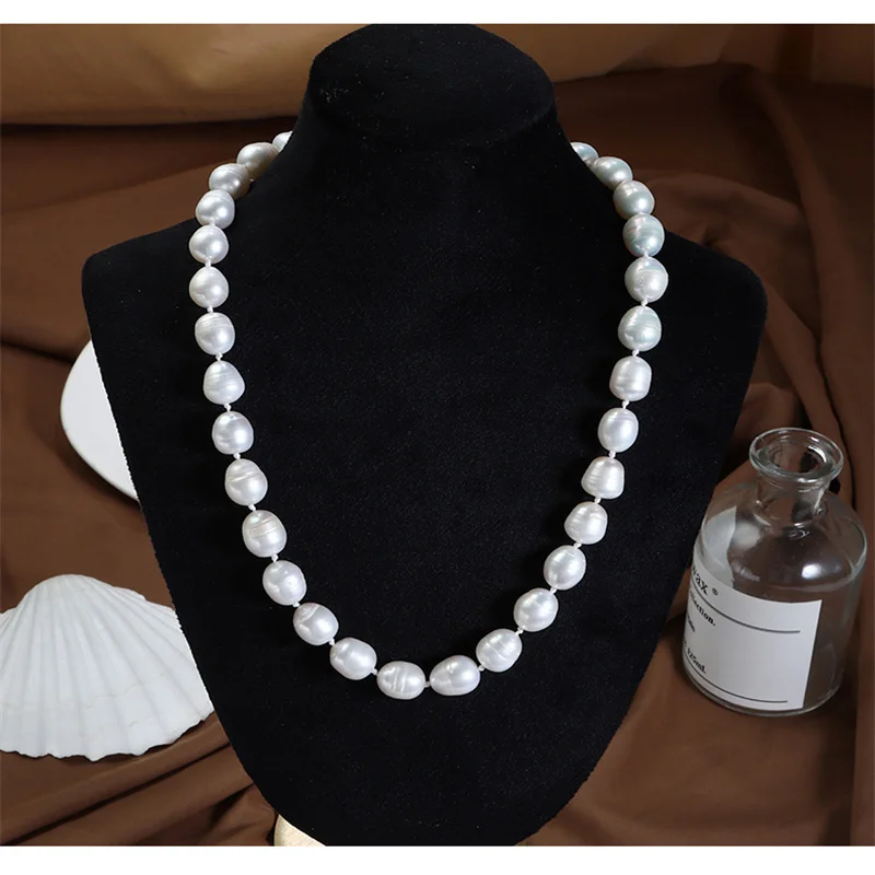 9-10mm Thread Beads Necklaces Women Fashion Luxury Classic Natural Pearl Clavicle Chain 080215