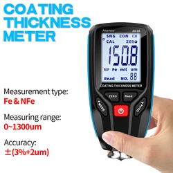 Aicevoos Coating Thickness Gauge Car Paint Film Thickness Tester Measuring Meter FE NFE for Automotive Metal Ceramic 0-1300um