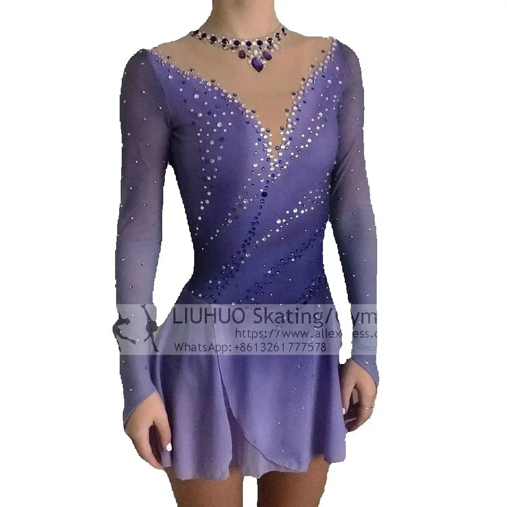 Ice Skating Dress Women girls ballet Competition latin Teens Skating dress female dancewear skating dress BD1162