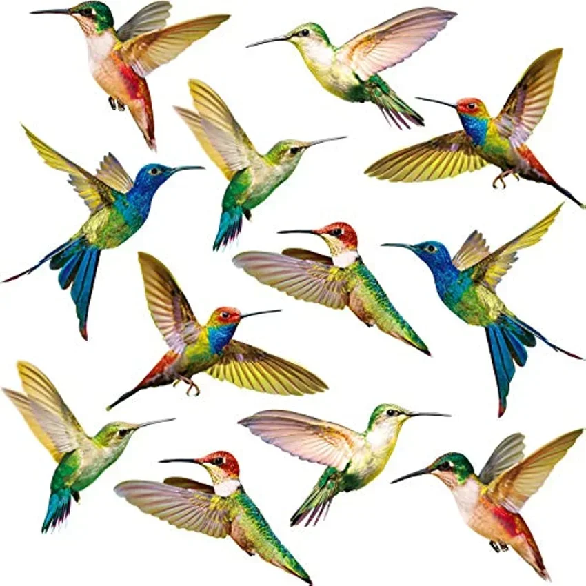 6 Stück Kolibri-Fensteraufkleber, kollisionssichere Fensteraufkleber, um Vogel zu verhindern, nicht klebende Vinyl-Aufkleber