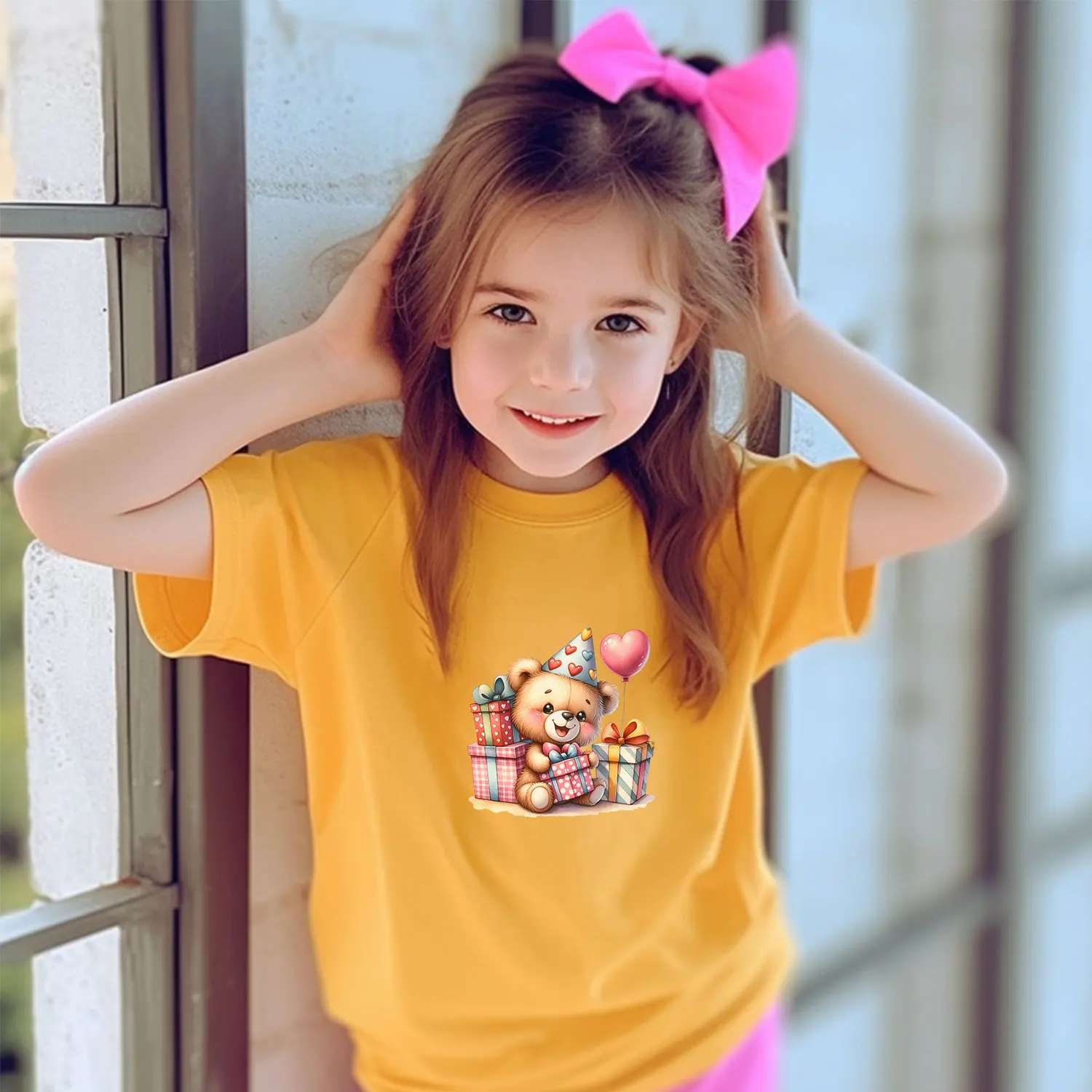 Happy Birthday Bear Cute Cartoon Sticker Gift Iron on Picture on Clothes Easy-to-Apply Transfer Designs DIY Decoration