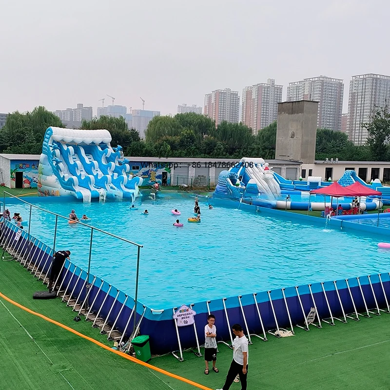 Kinder-Outdoor-Hüpfburg Aufblasbare Burg mit Wasserrutsche für Schwimmbad Erwachsene und Kinder
